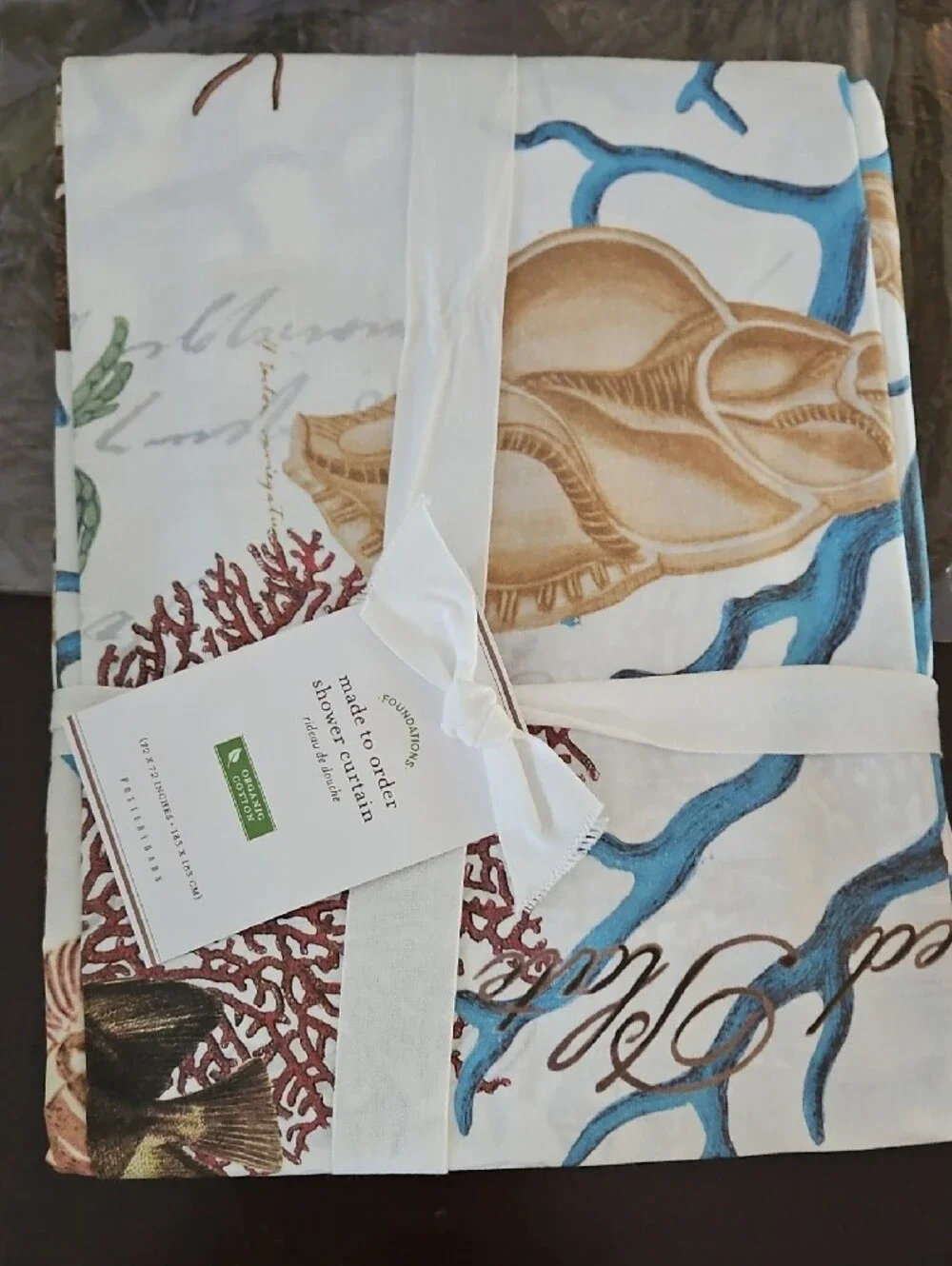 Pottery Barn Coastal Sea Life Shower Curtain NWT